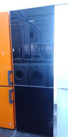 Холодильник Amika FK338 чорне скло з Європи склад