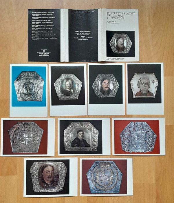 Portrety i blachy trumienne i epitafijne zestaw 9 pocztówek w obwoluci