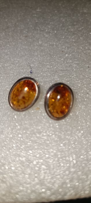 Piękne kolczyki srebro burszyn