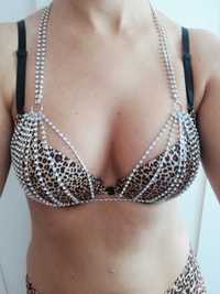 Mega stanik diamenciki sexy body chain łańcuch na ciało