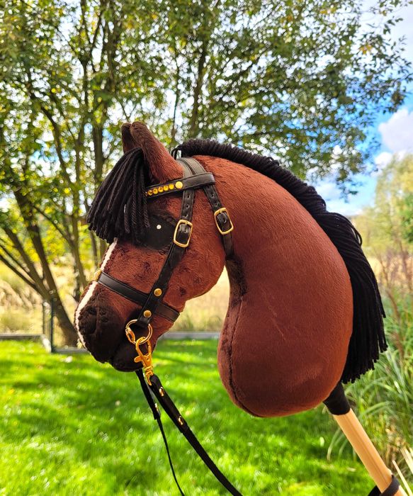 Konik Hobby Horse A4 ręcznie szyty z minky, zestaw z ogłowiem