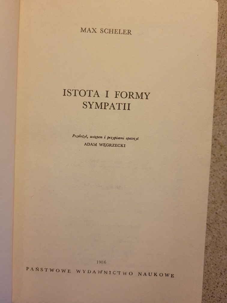 Max Scheler Istota i formy sympatii 1986 PWN