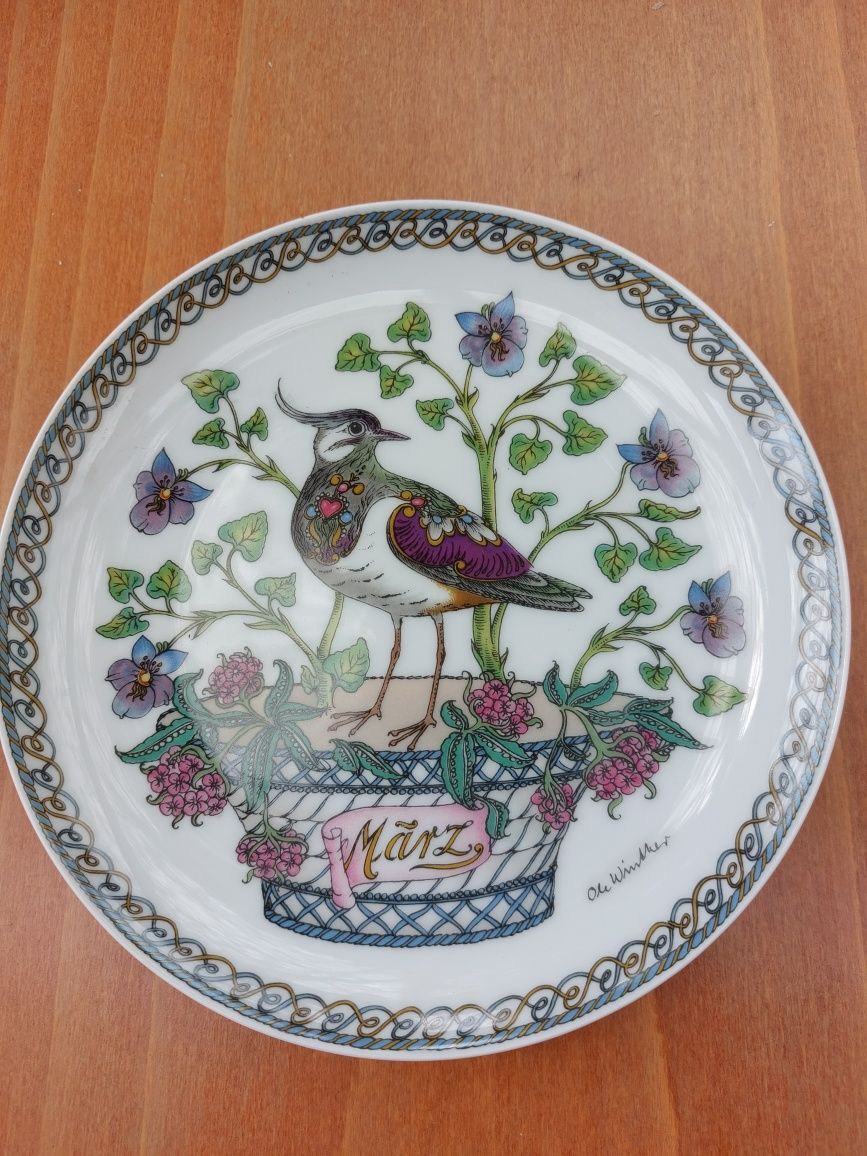 Kolekcja porcelana Hutschenreuther  talerz na ścianę jak obraz  ptaki