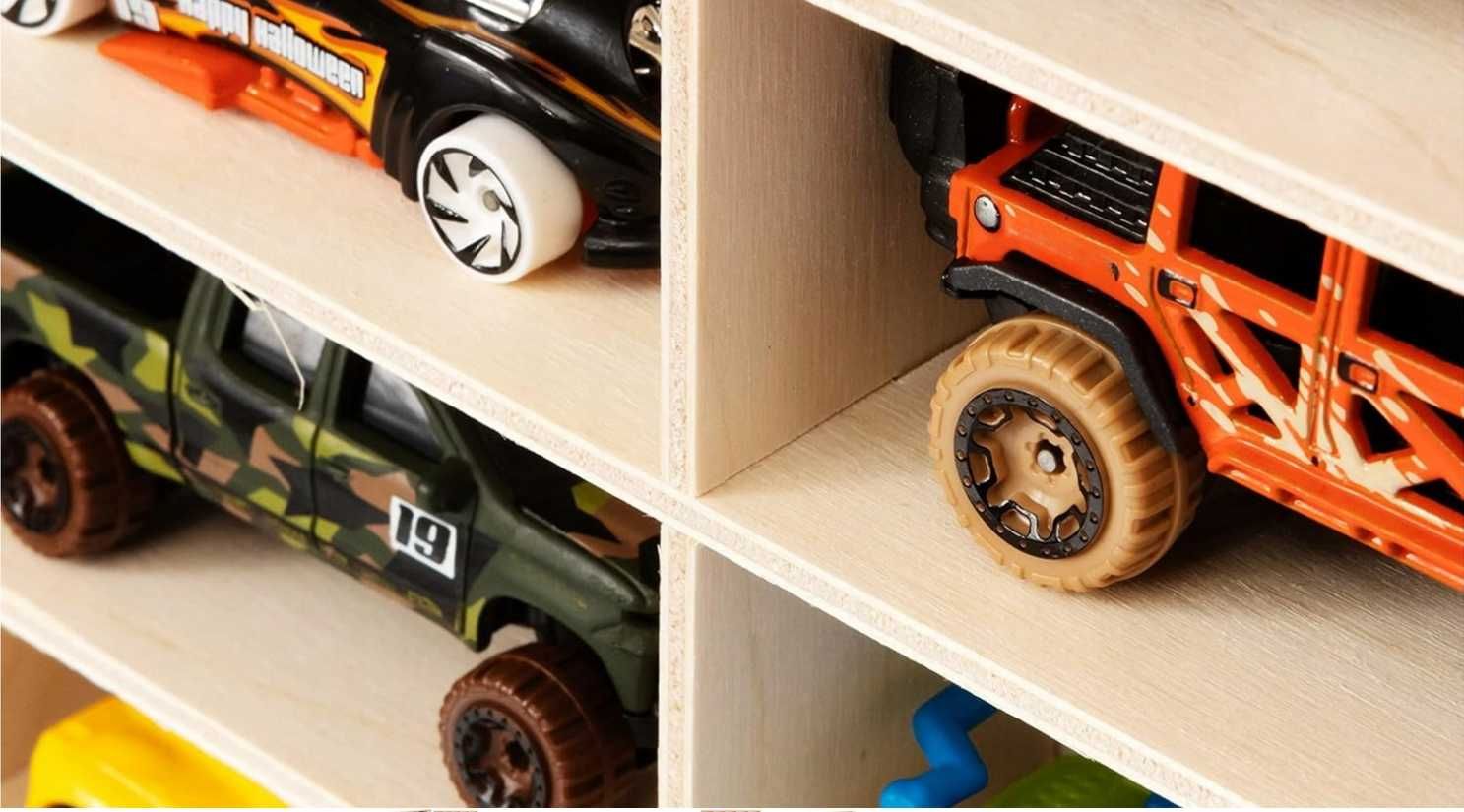 DREWNIANA PÓŁKA NA AUTA resoraki MDF organizer HOT WHEELS 90 przegród