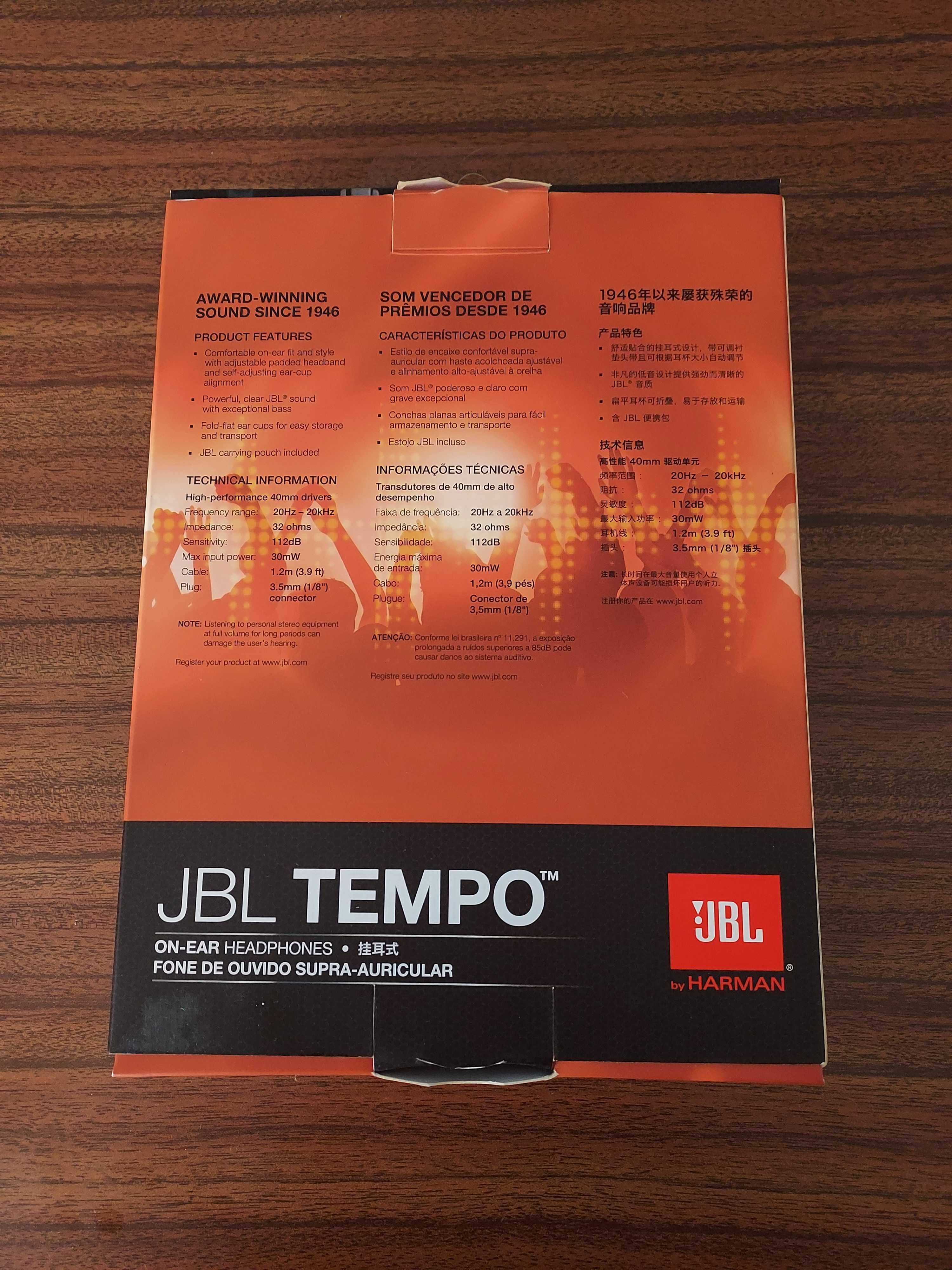 Fones JBL - modelo "Tempo" alto desempenho