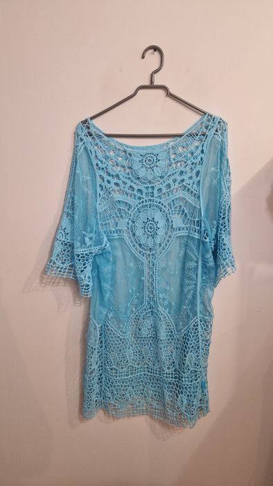 Tunika sukienka plażowa koronka świetny materiał narzutka pareo kostiu