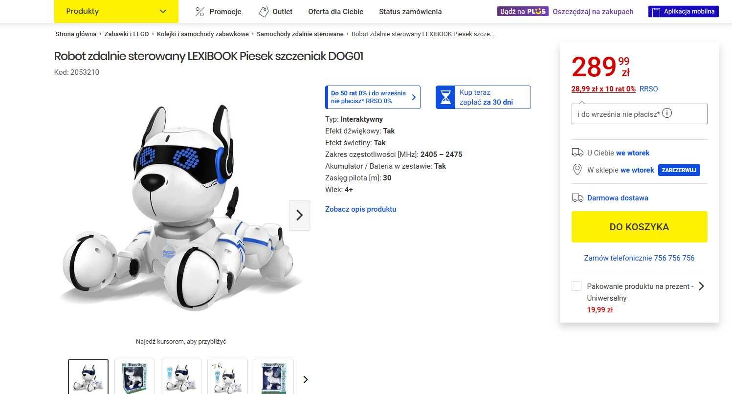 Robot zdalnie sterowany LEXIBOOK Piesek szczeniak DOG01