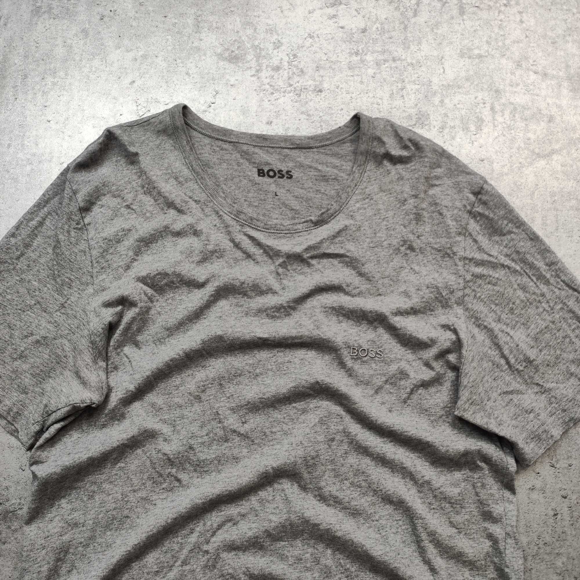 MĘSKA Koszulka Hugo Boss Szara Bawełna Elegancka PREMIUM Basic Boss