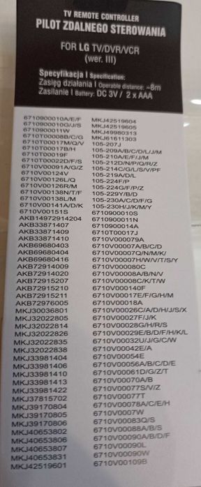 Pilot uniwersalny do TV - LG