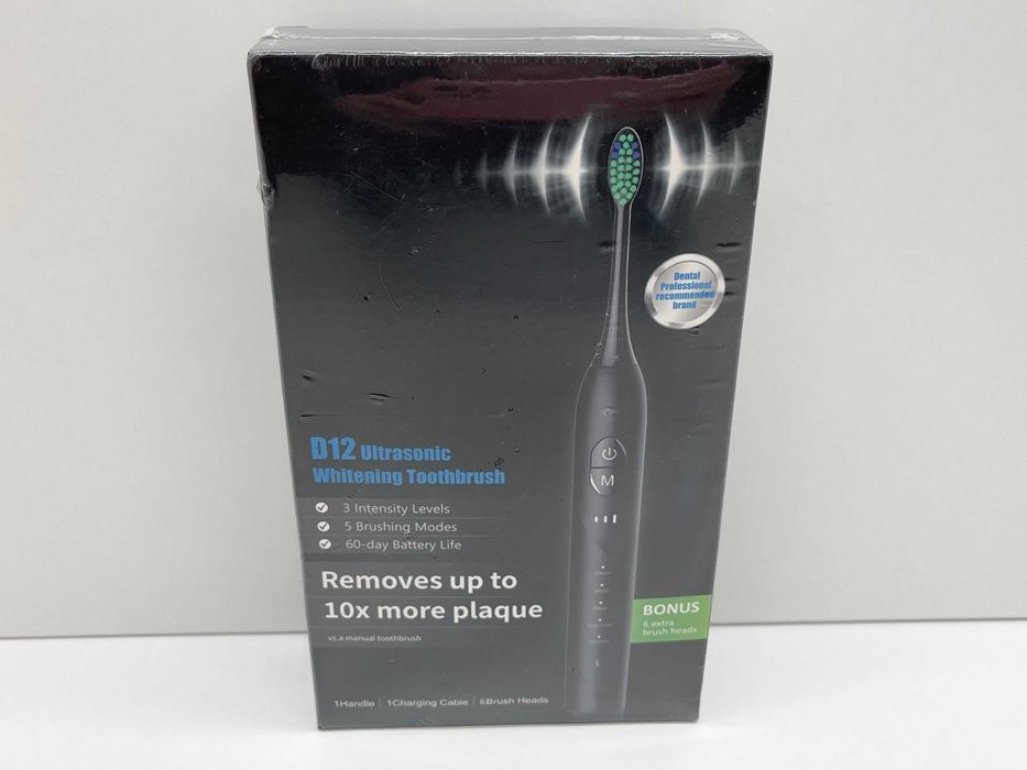 Szczoteczka soniczna D12 3 poziomy + 6 końcówek czarna