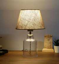 Lampa stołowa z przezroczystą podstawą i kloszem z juty Ø22H30cm
