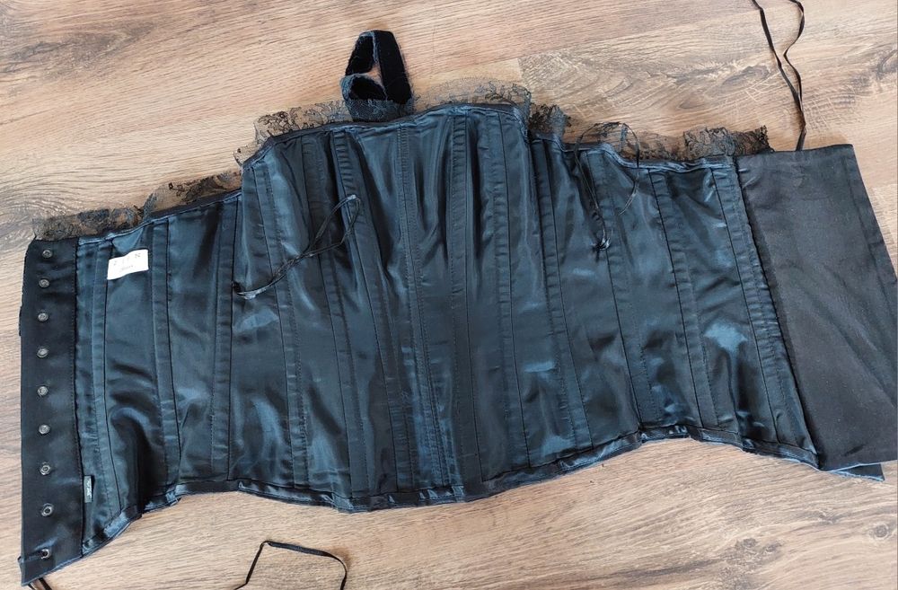 Gorset jedwab aksamit koronka Atelier ZIEŃ 36/38