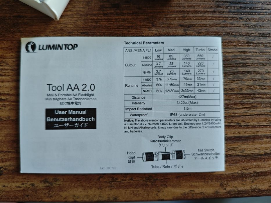 Latarka edc Lumintop Tool AA 2.0