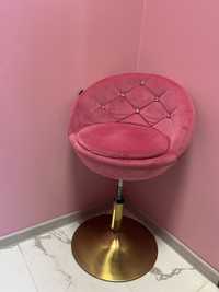 Krzeslo barowe welurowe różowe