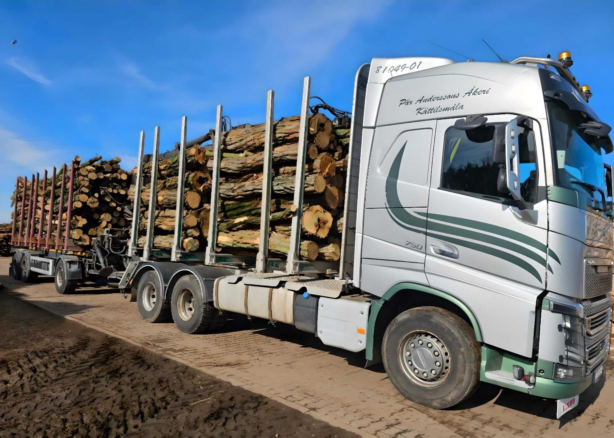 DrewKom Drewno kominkowe AKACJA kłoda dl. 2,5m S2a S2b transport HDS