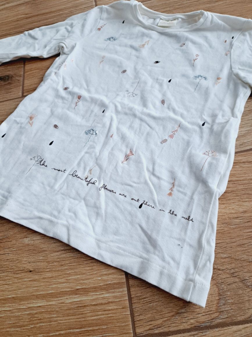 Zara Girls bluzka z długim rękawem biała rozmiar 122 wzór