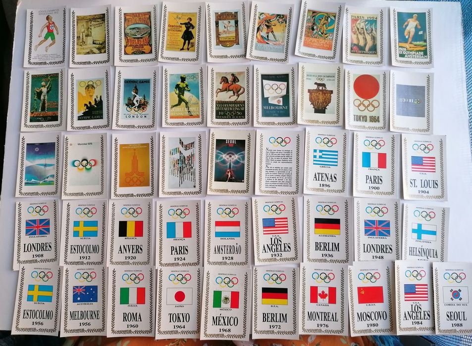 Colecção completa de 46 calendários de 1989 das memórias olímpicas