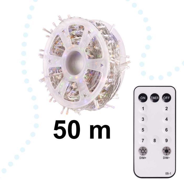 Lampki LED łańcuch na kole ślub wesele 50m 500LED z pilotem