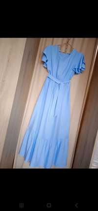 Długa błękitna sukienka rozmiar m