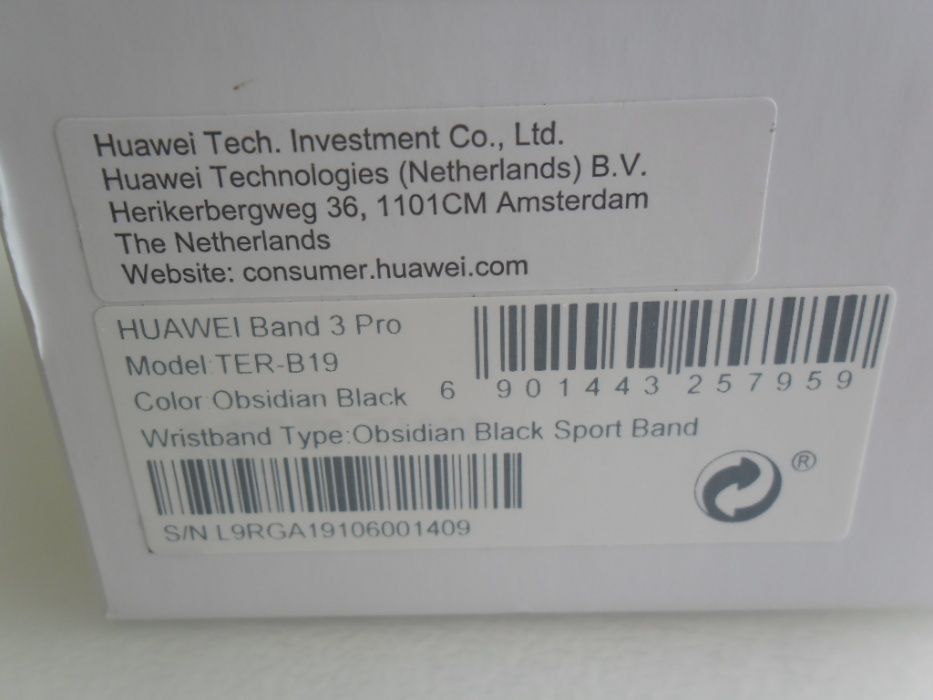 Pulseira Huawei Band 3 Pro-Preta. À prova de água.