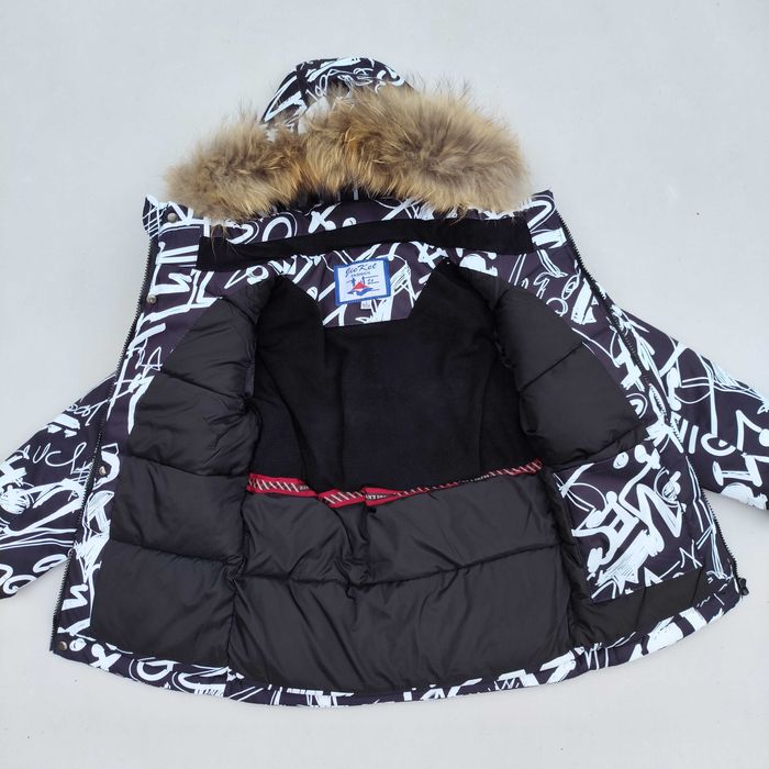 Зимова дитяча куртка для хлопчика 110-134 тепла натуральне хутро фліс