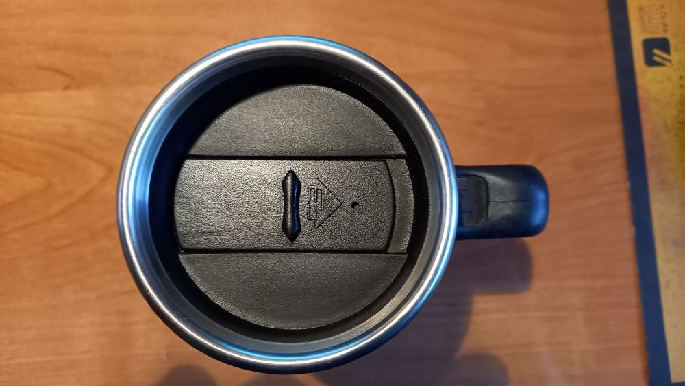 Kubek termiczny 450ml stal nierdzewna obudowa tw.niebieskie