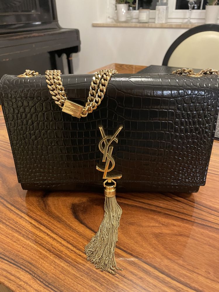 Torebka Saint Laurent YSL Kate Medium Tassel Pompom czarna