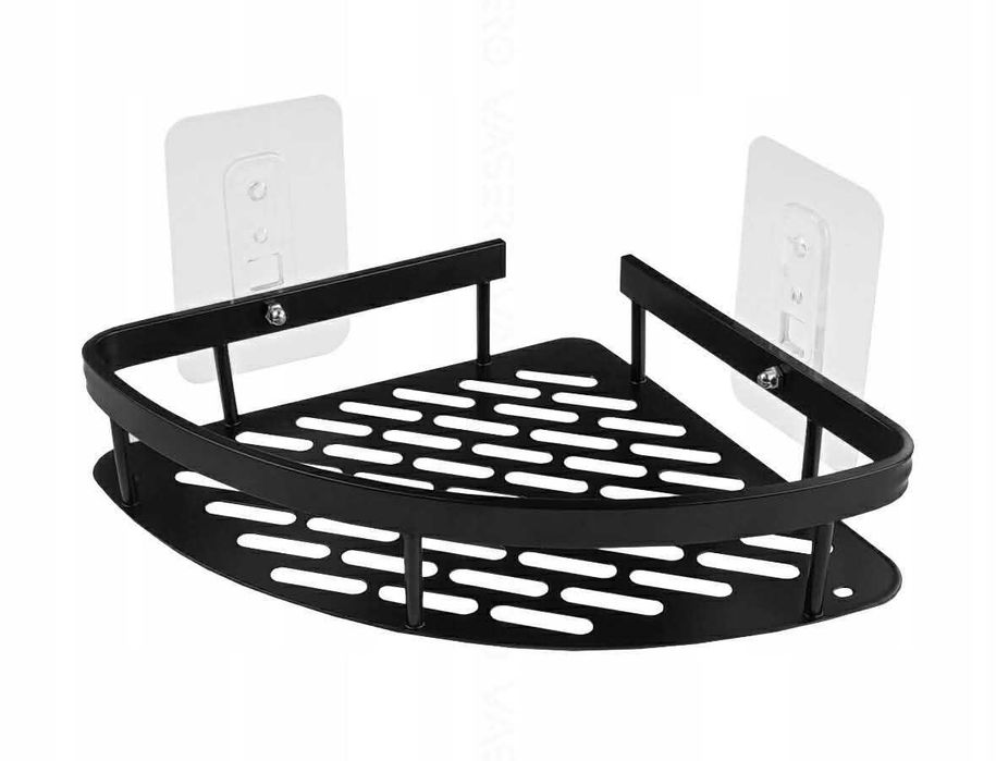 PÓŁKA Pod Prysznic ŁAZIENKOWA  Bez Wiercenia Metal Czarna 2Sztuki Nowa