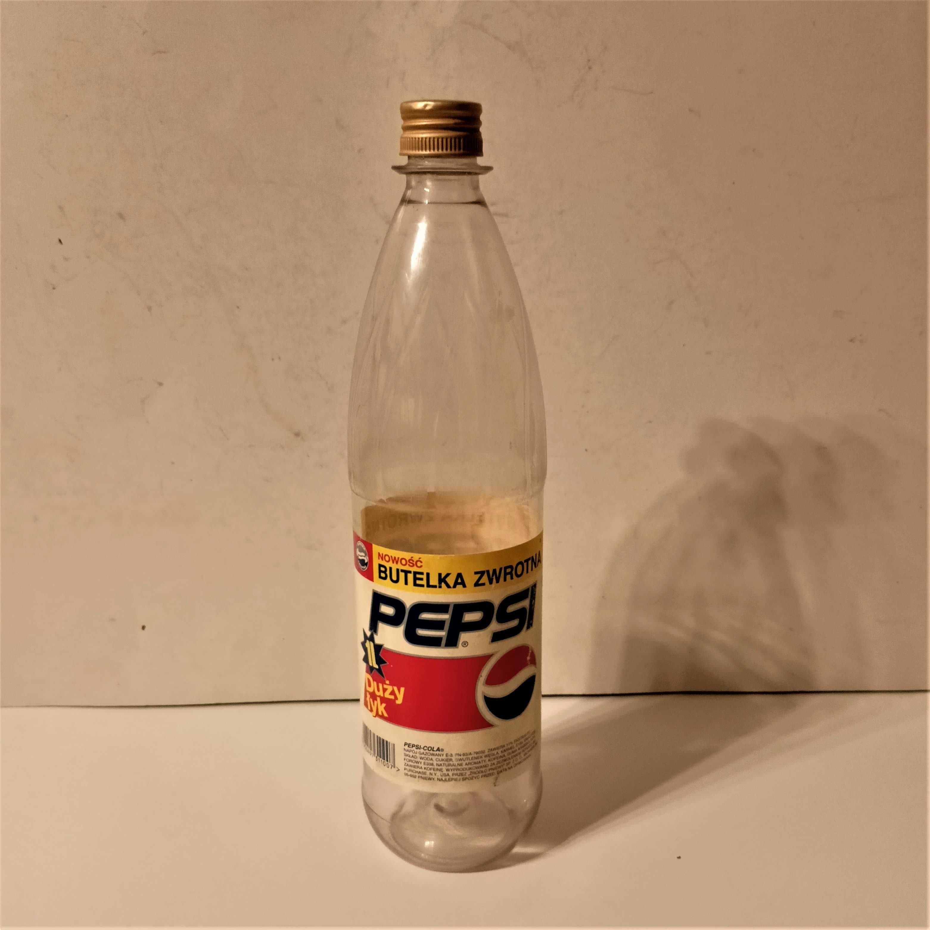 Stara butelka zwrotna Pepsi Duży łyk z tworzywa 1 L z PRL-u