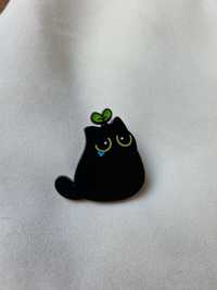 Przypinka pin wpinka broszka brooche czarny kot