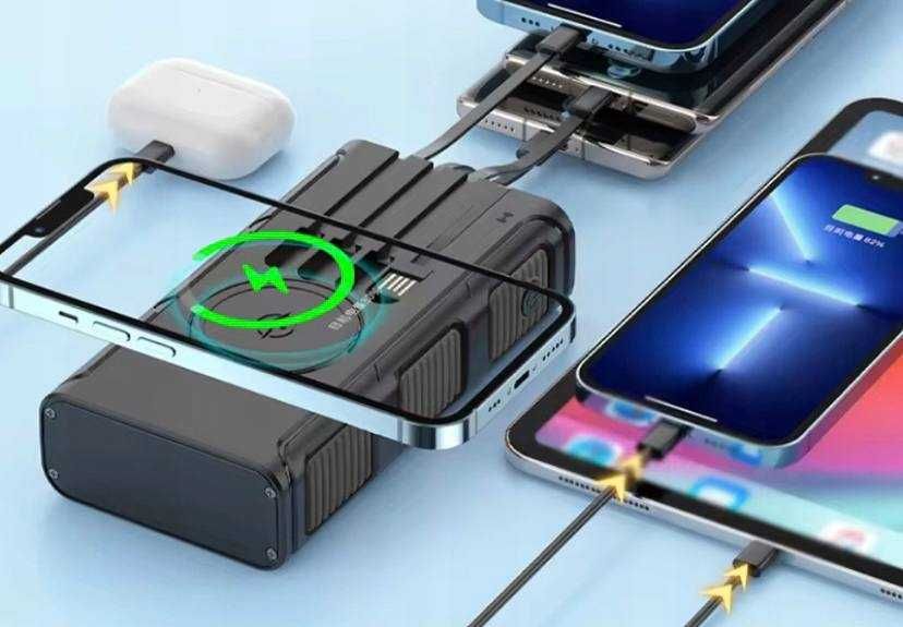 Ładowarka solarna 36000 mAh powerbank indukcja 8 portów LED