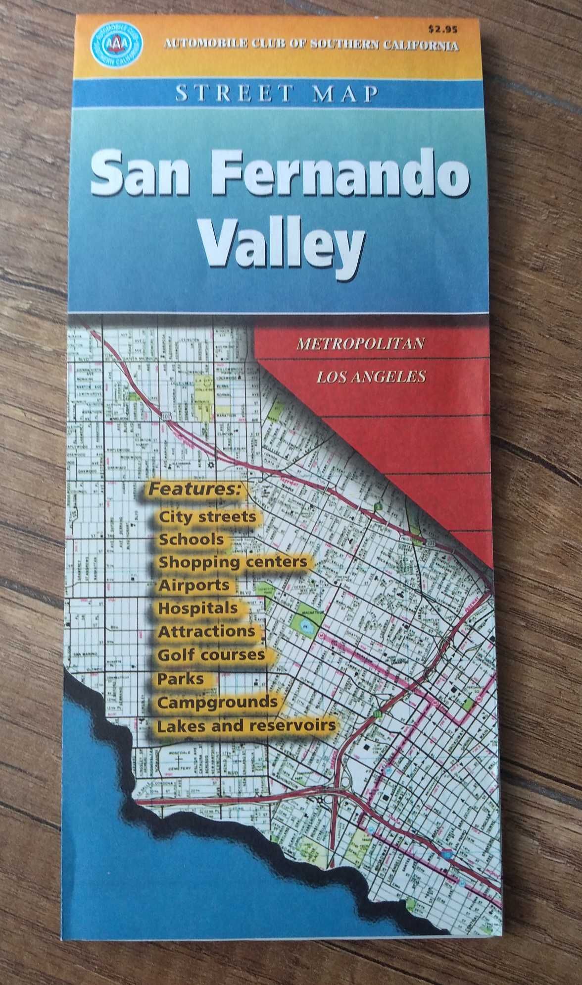 Mapa San Fernando Valley area, metropolitan Los Angeles