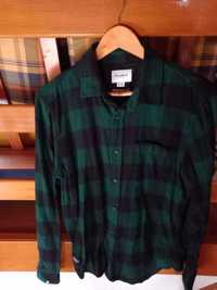 Camisa de tecido grosso xadrez verde (NOVO)
