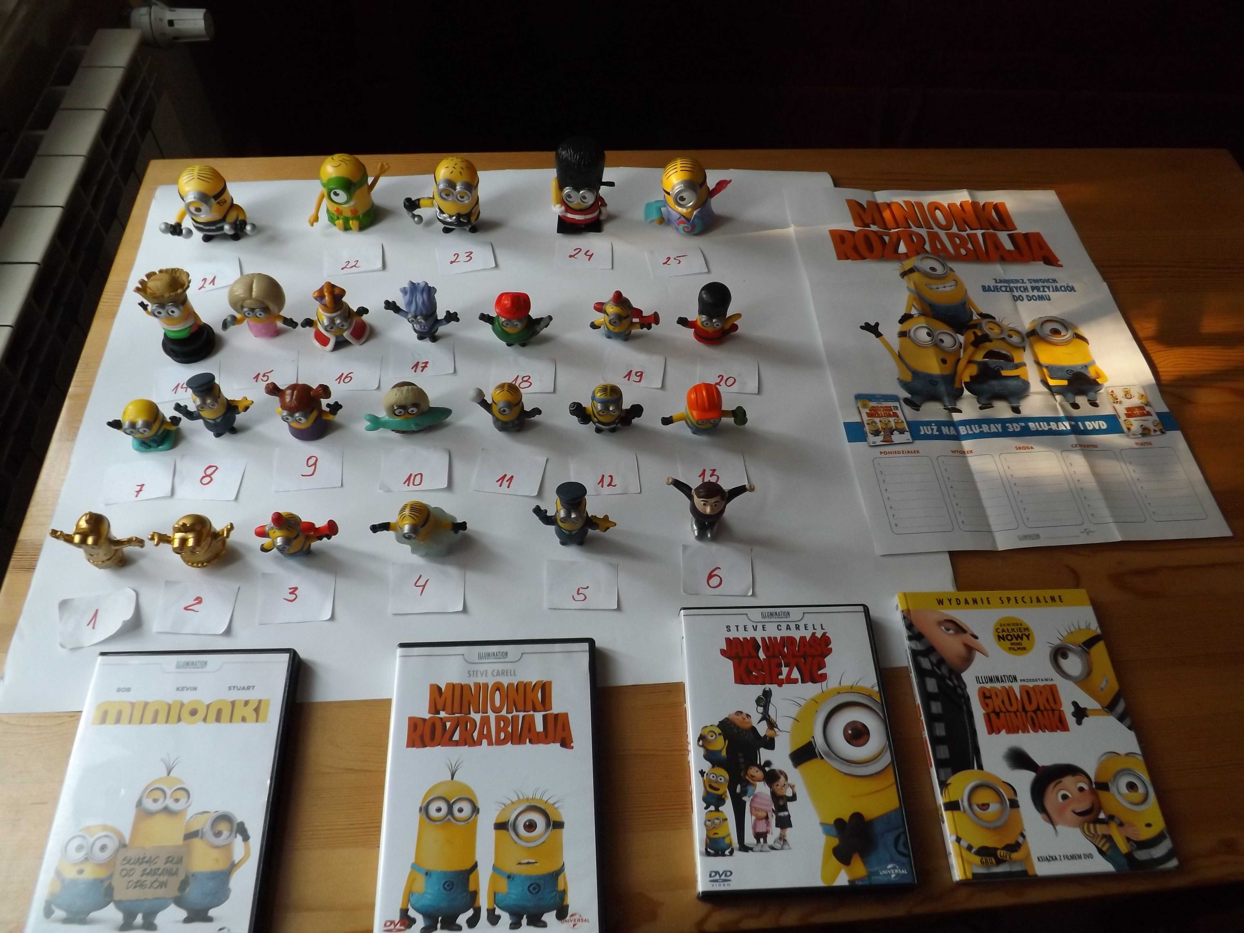 Minionki, dvd, figurki, kolekcja , plan lekcji