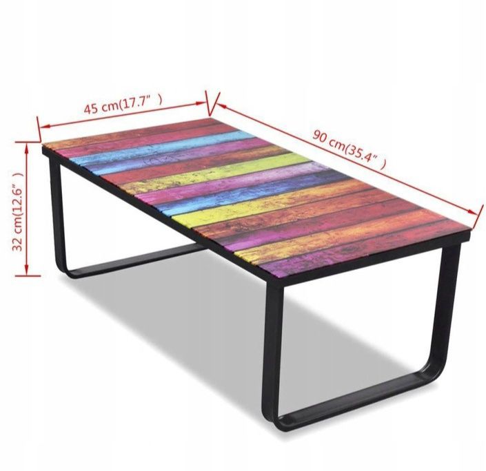 Stolik kawowy z tęczowym wzorem