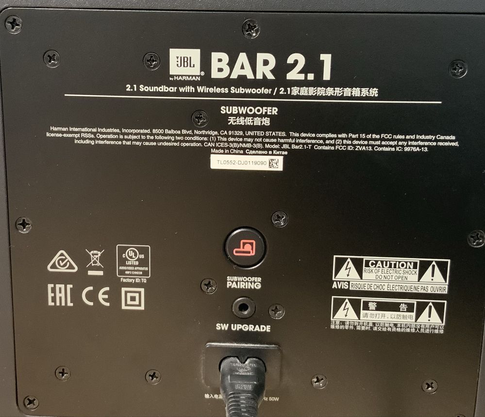 Саундбар JBL Bar 2.1 Black (JBLBAR21BLKEP)