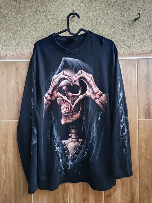 Koszulka Longsleeve Spiral size M Affliction Opium Skull Drip Goth Emo