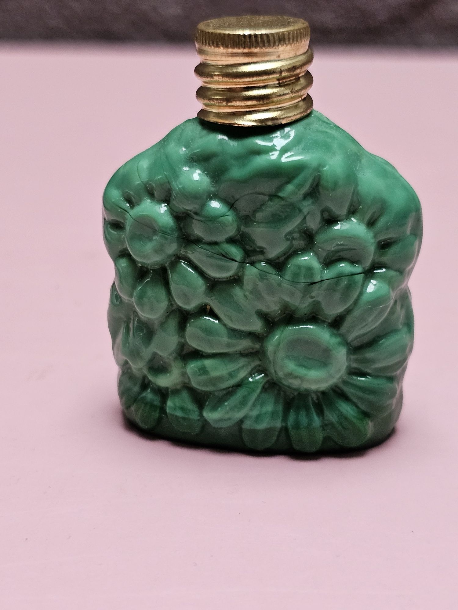 Szkło malachitowe, Vintag.butelka perfum, kolekcjonerska.