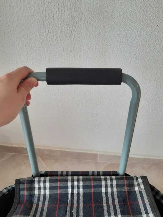 Carrinho para compras xadrez azul marinho