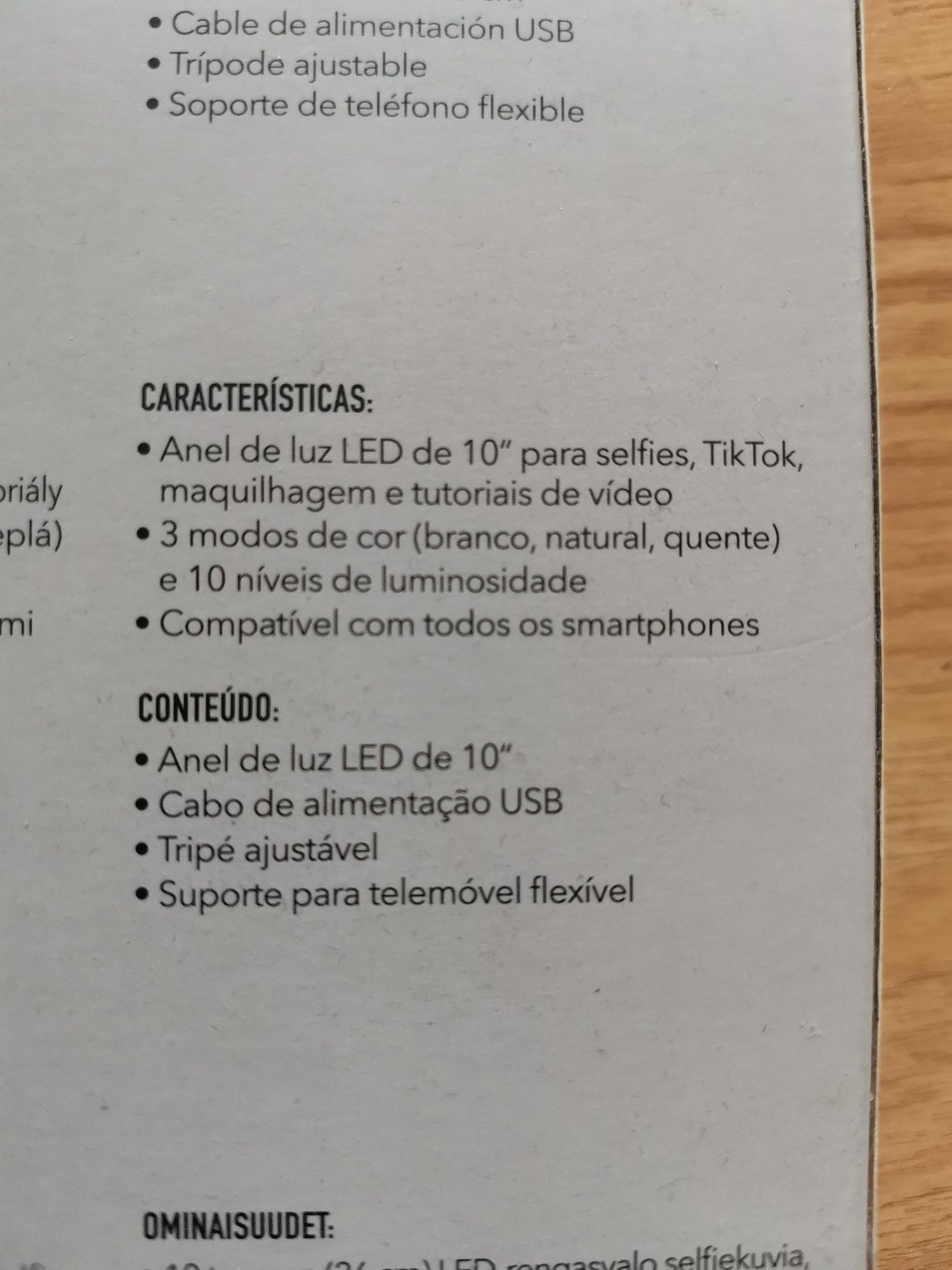 Anel luz led com comando