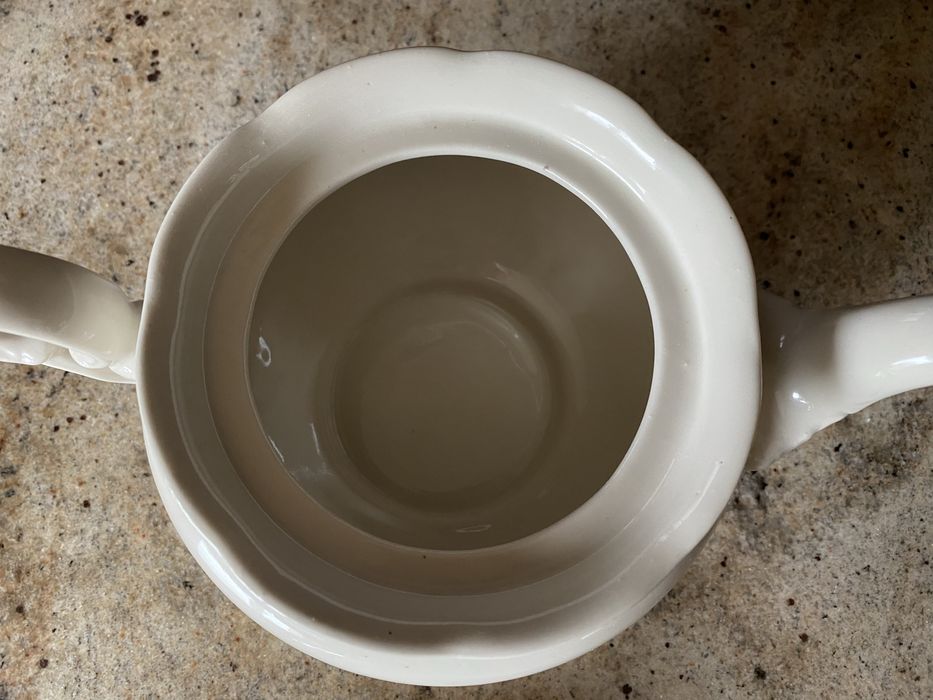 Imbryczek do herbaty, kremowa, stara porcelana