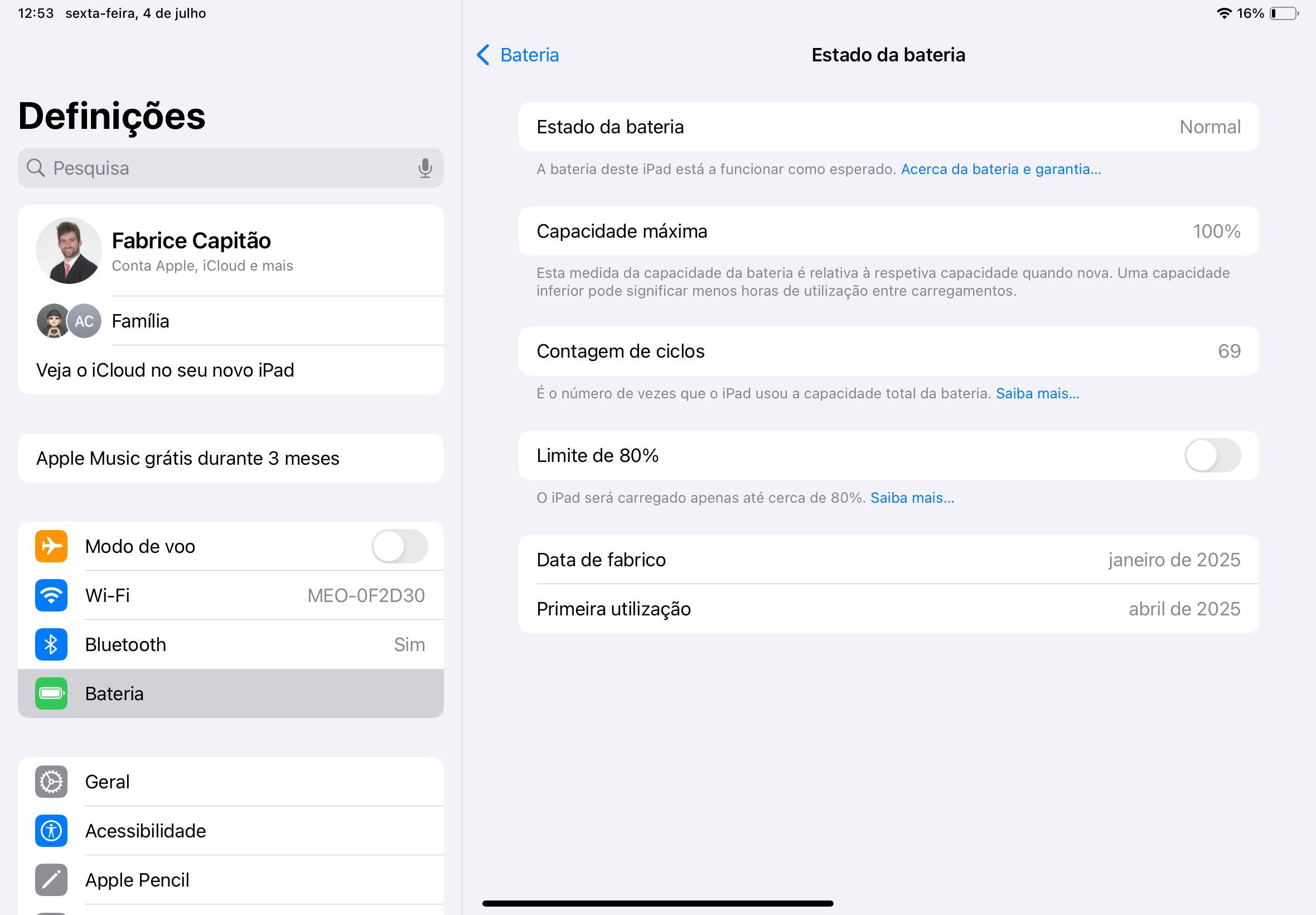 Apple Ipad A16 (A3354) de 11 polegadas - 16/07 em Lisboa e Caldas