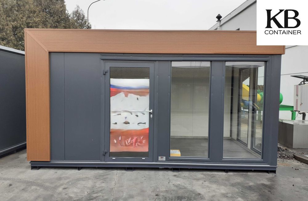 Ładny przeszklony kontener biurowy / Kontener socjalny 6,0 x 3,0 m