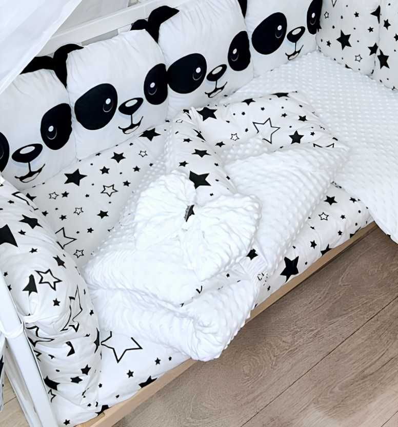 Комплект постільної білизни в кроватку з захистом для новонароджених
