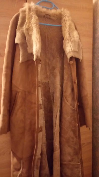 Дубленка натуральная женская длинная коричневая
