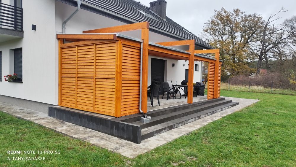Zadaszenie tarasu, żaluzje przesuwne, pergola, taras, ogród zimowy