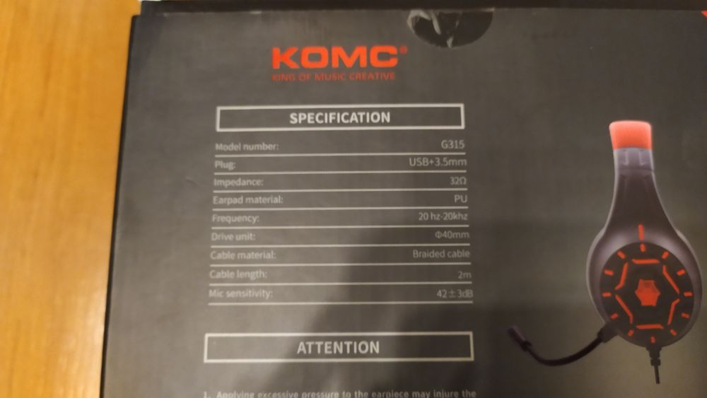 Nowe słuchawki gamingowe nauszne gaming bezprzewodowe KOMC G315 z funk