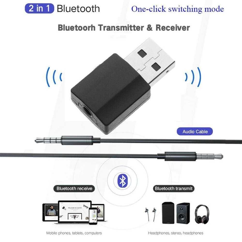 Receptor & Transmissor Áudio Bluetooth USB Jack 3.5mm p/ TV, PC, Carro