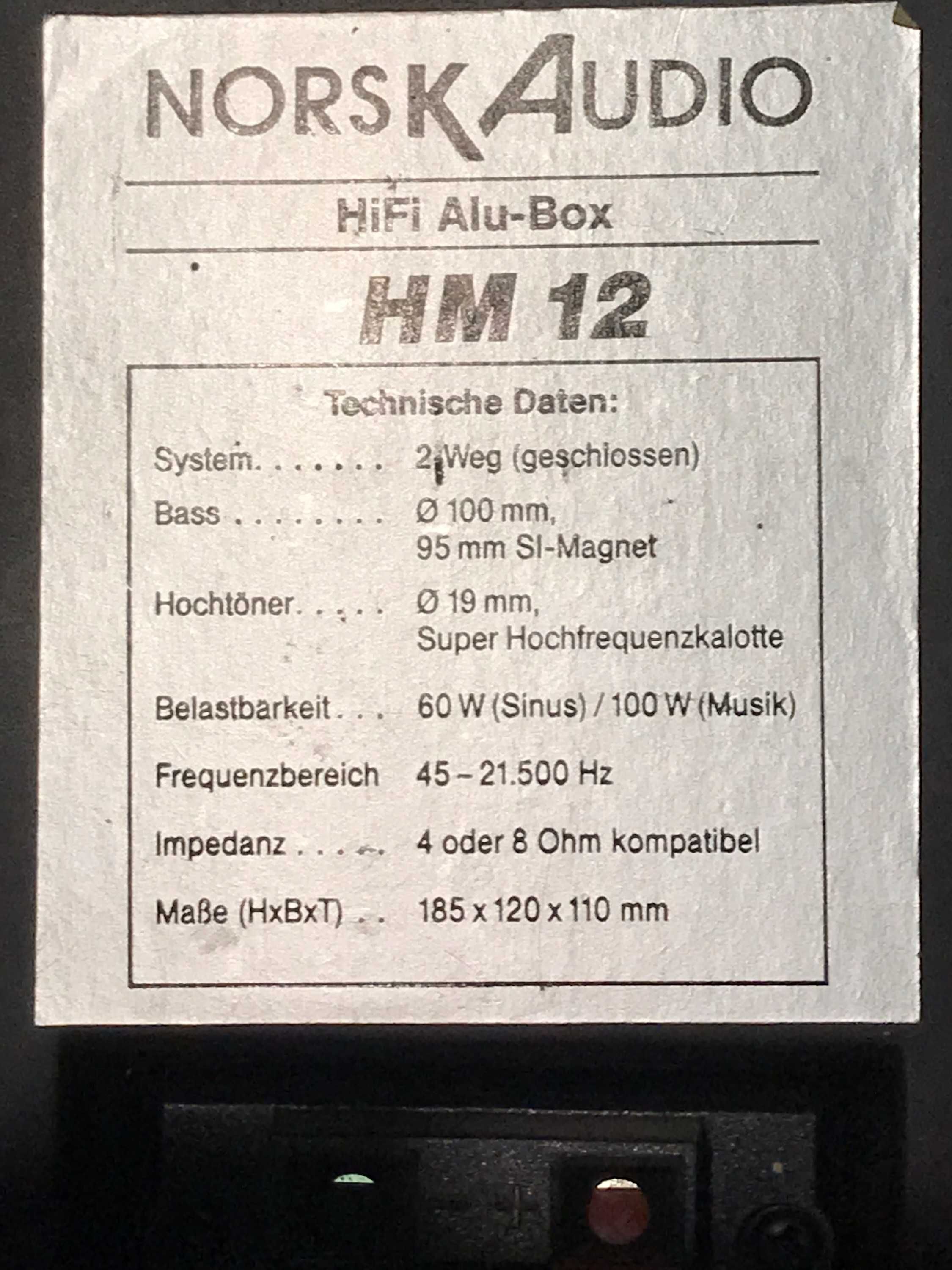 Kolumny głośnikowe Norsk Audio Alu Box HM12 - 60/100 Watt