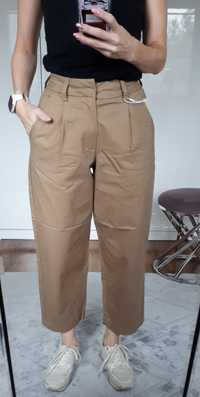 Spodnie damskie materiałowe cropped beżowe XS/S